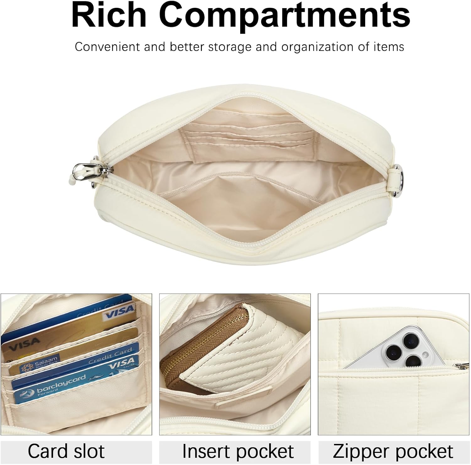 CLUCI Quilted Crossbody Bags for Women Lightweight Puffer Shoulder Bag Travel Purses with Wide Strap - Image 4