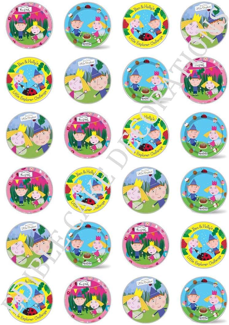 24 x Ben and Holly's little Kingdom Celebration Edible Paper Cupcake Toppers Cake Decorations Birthday