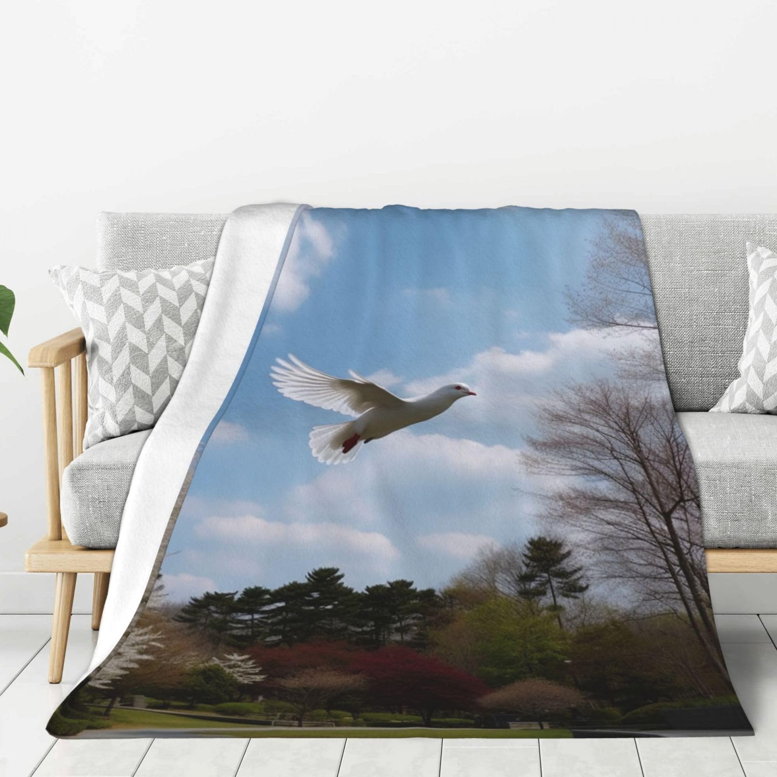 Couverture polaire en flanelle blanche 150x127 cm légère pour canapé