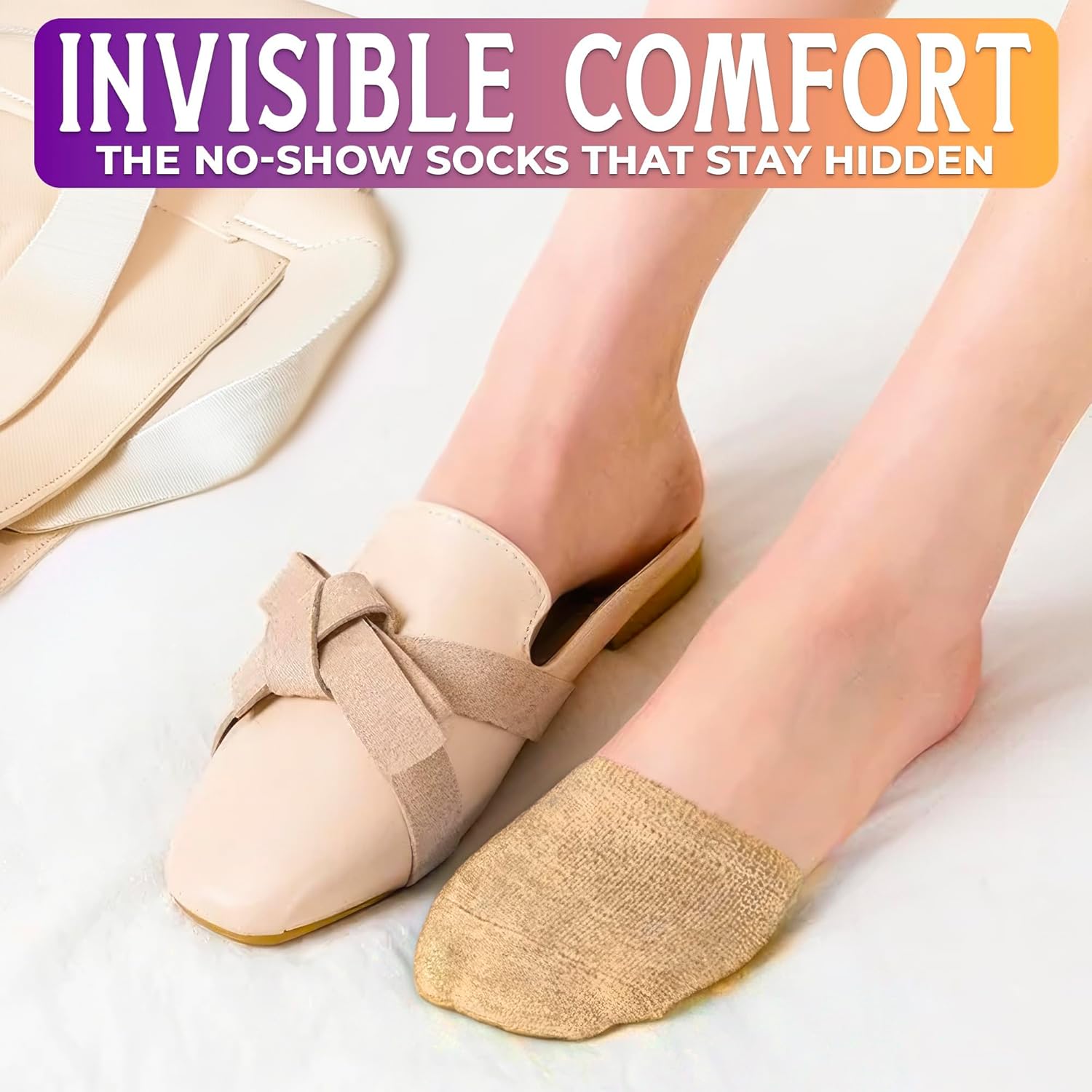 5 Pairs of Cotton Half Socks for Women Mules Size 6-9 - Non-Slip Design Toe Covers for Heels, Sports and Walking Shoes - Invisible, Breathable and Stretchy Half Sock Set in Skin, Black and Grey Colors - Image 9