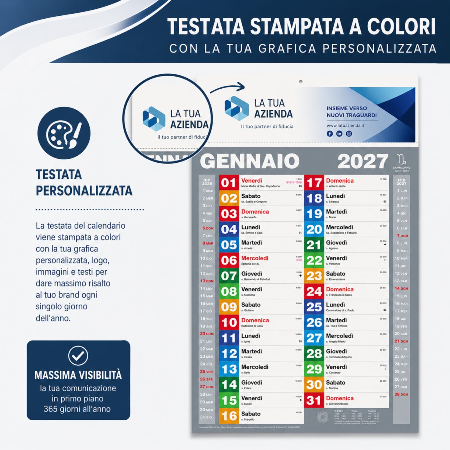 Calendari Personalizzati 2027 in Stock da 100 Pezzi Olandesi Grandi da Muro Notes sul Retro per Gadget Pubblicitari di Fine Anno e come Omaggio per i Clienti o Regali Aziendali