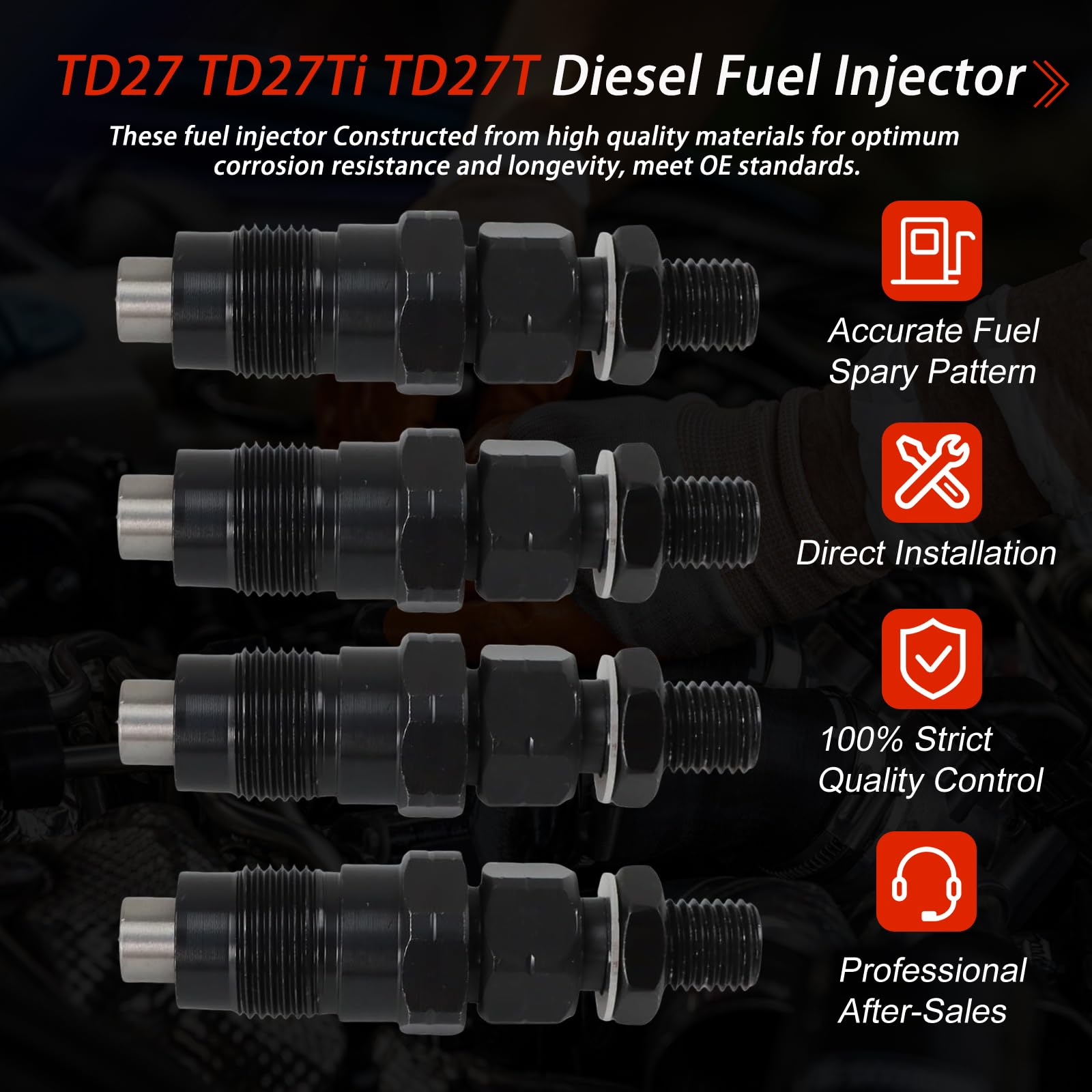 Amazon.com: 4PCS TD27 TD27Ti TD27T Fuel Injector Set 16600-43G23