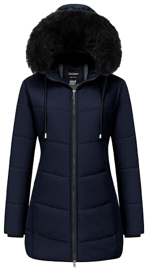 Chrisuno Womens Warm Winter Coat Long Waterproof Thicken Puffer Jacket Quilted Snow Parka with Removable Hood