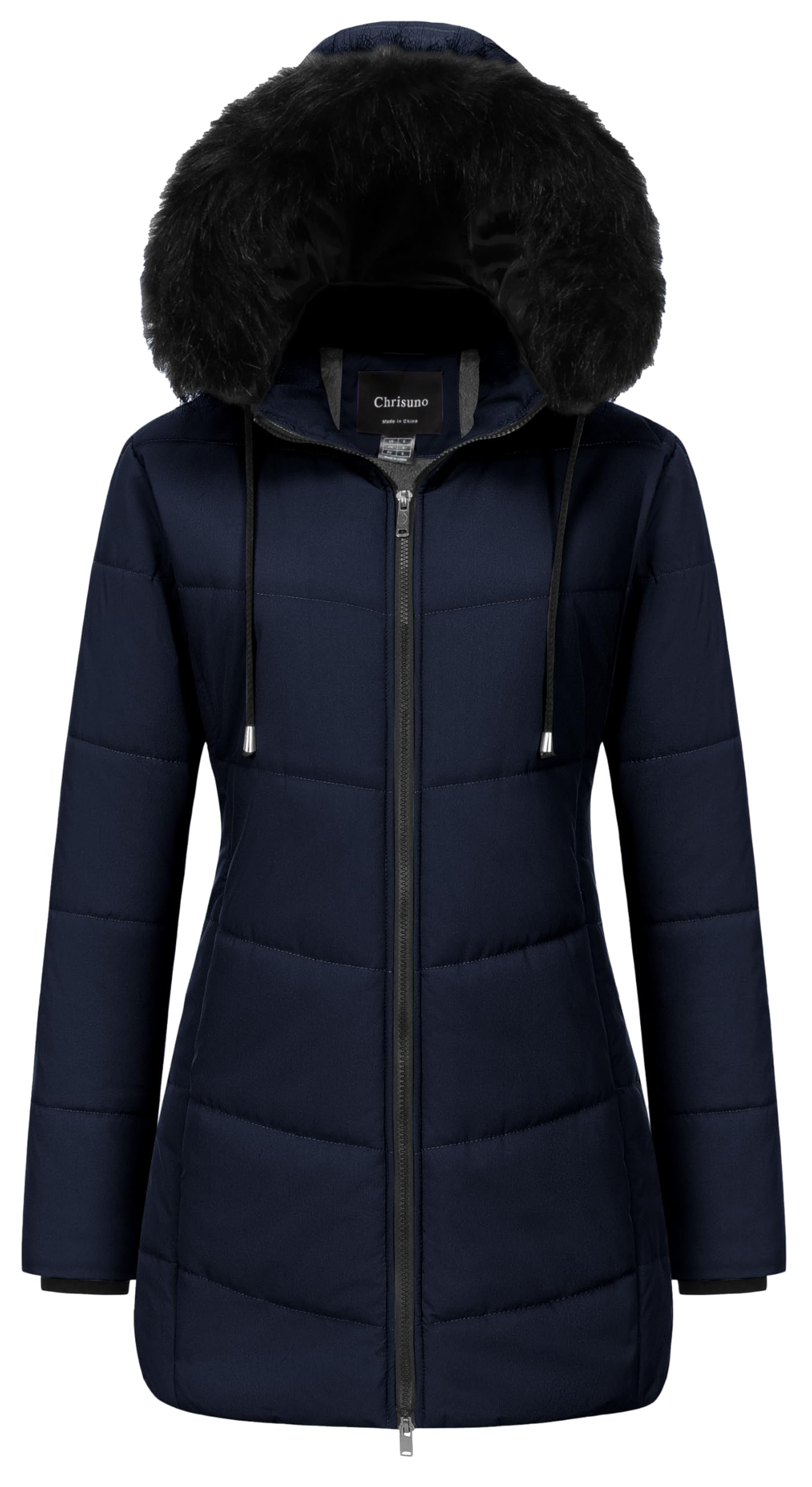 Chrisuno Womens Warm Winter Coat Long Waterproof Thicken Puffer Jacket Quilted Snow Parka with Removable Hood