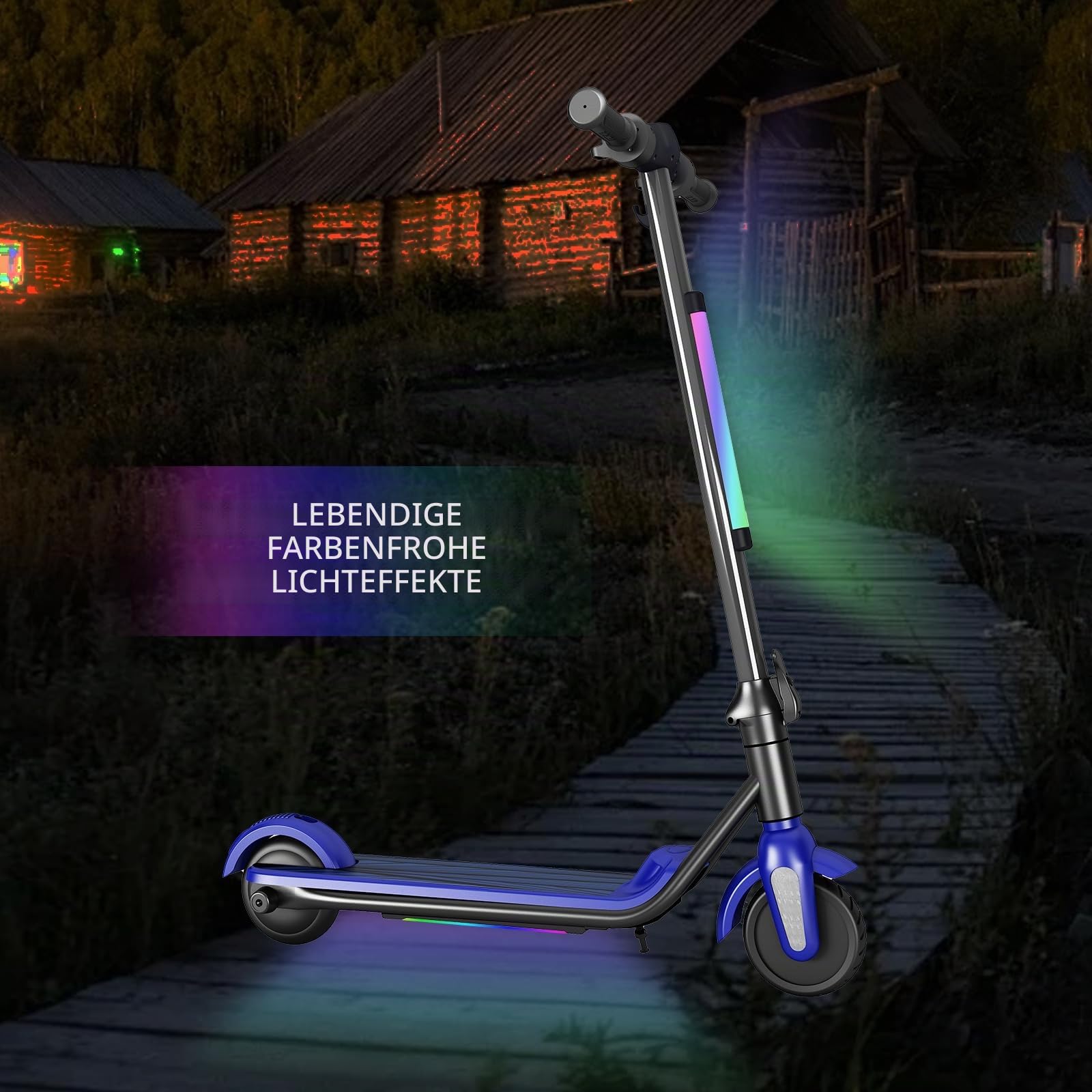 Elektroroller für Kinder von 6-12 Jahren, 6'' Faltbarer Elektroroller mit max. Geschwindigkeit 12 km/h, LED Farblichter & Display, Reichweite 5-8 km, Kinderroller mit Doppelbremssystem