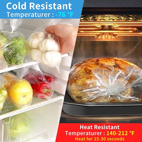 Food Bags, 14 X 20 Plastic Produce Bags Roll, Fresh-Keeping Clear Plastic Bags for Food, Fruit, Vegetable, Bread, Kitchen, freezer, Supermarket, 350 Produce Bags/Roll (1 Rolls)