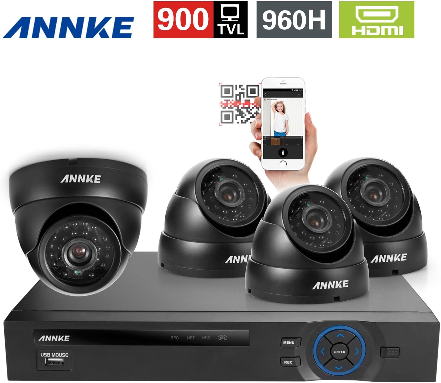 SANNCE 8CH Security 960H DVR with HDMI Output QR Code Scan Easy Setup System 4 HighResolution