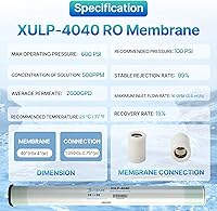 Vista 3 de XULP 4040 RO Membrane, Extra Low Pressure 4 x 40 inch Reverse Osmosis Filter, 2600 GPD High Flow at 100 PSI, 99% Stable Rejection, Ideal for