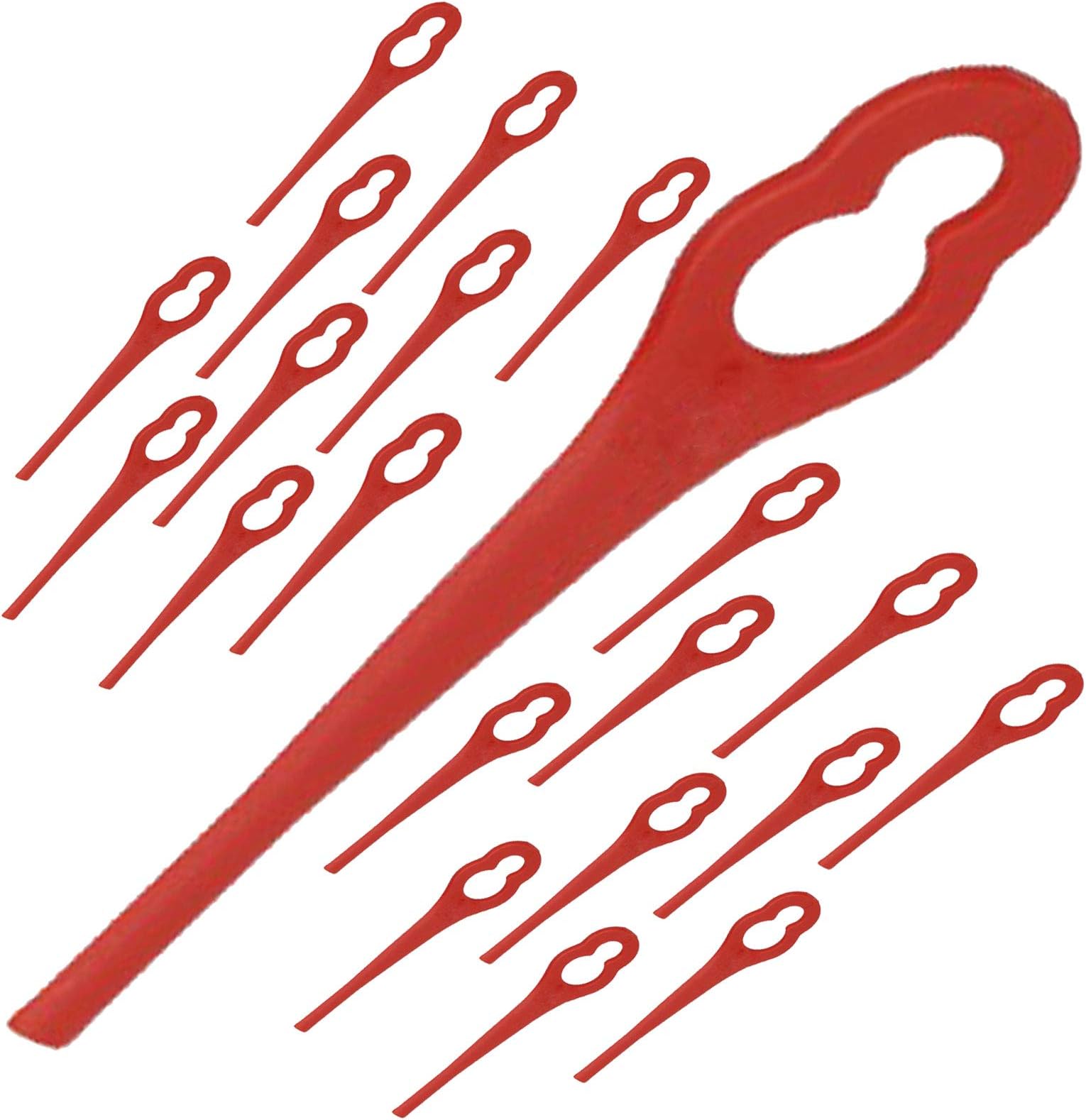 Spares2go Plastic Blades for Ozito Strimmer Trimmer (Pack of 20, Red)