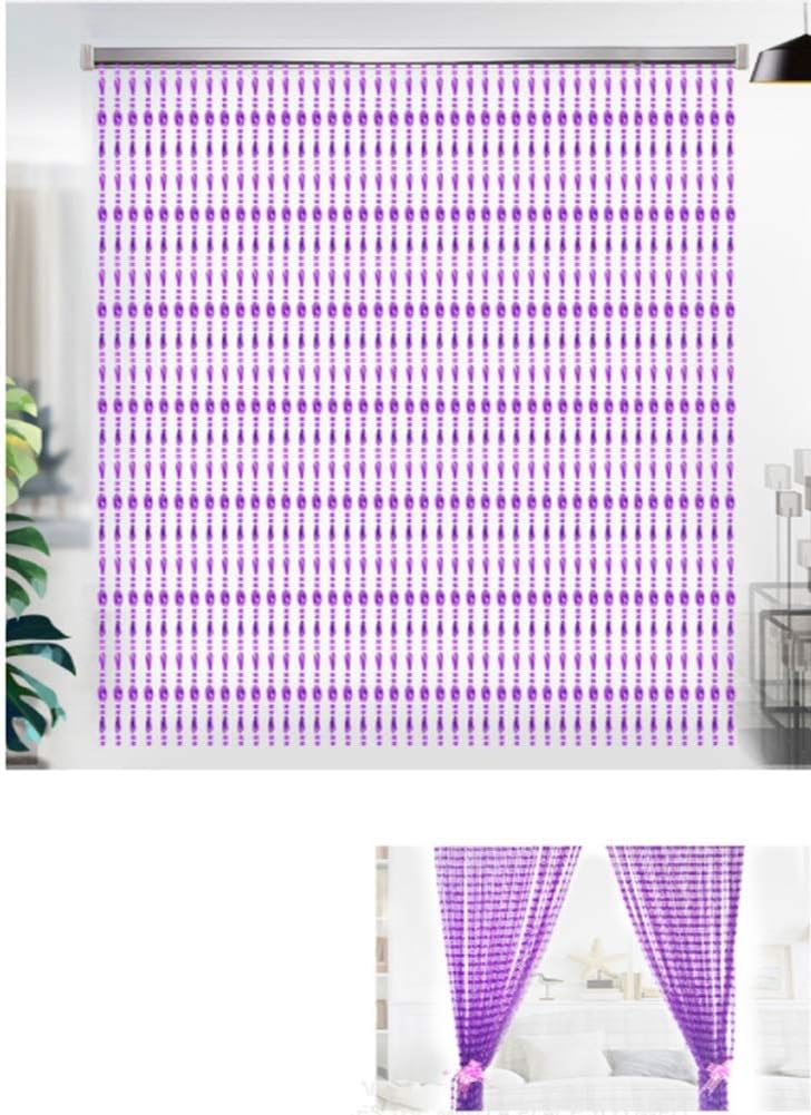 Etlegor Plastic Beads Beaded Curtain Split Decorative String Curtains Room Divider Wall Panel Fringe Window Screen for Living Room Restaurant,Customizable (Color : Purple, Size : 56 Strands 90x200CM)