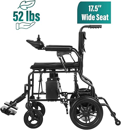 Miniatura 8 de MALISA Silla de ruedas eléctrica portátil para adultos, sillas de ruedas eléctricas motorizadas dobles, silla de ruedas plegable todo terreno, silla