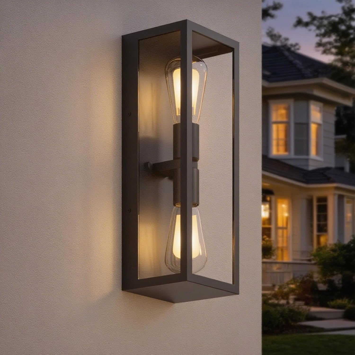 Maxax 15" Outdoor Wall Sconce, Dusk to Dawn Exterior Wall Light Fixture, Waterproof Black Porch Light, Outside Wall Lantern Mounting Light for Doorway, Garage, Patio