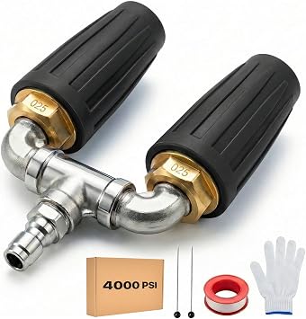Dual Turbo Nozzle for Pressure Washer, 4000 PSI 1/4" Quick Connect Black
