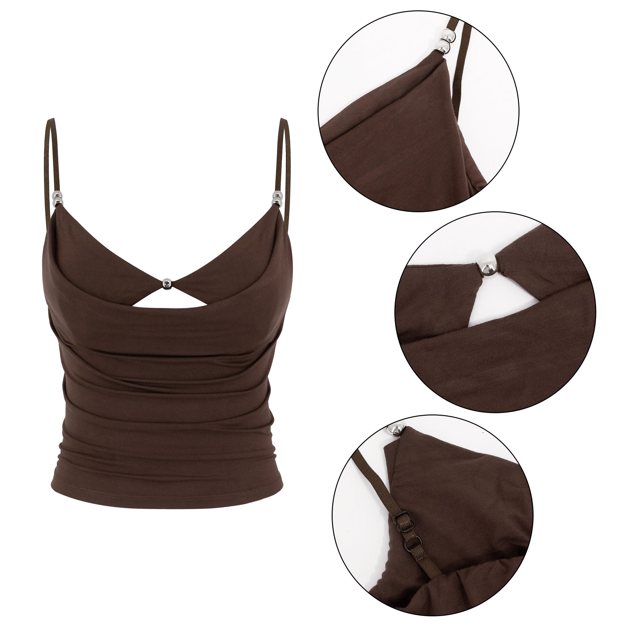 Top da donna alla moda, con allacciatura al collo, canotta estiva