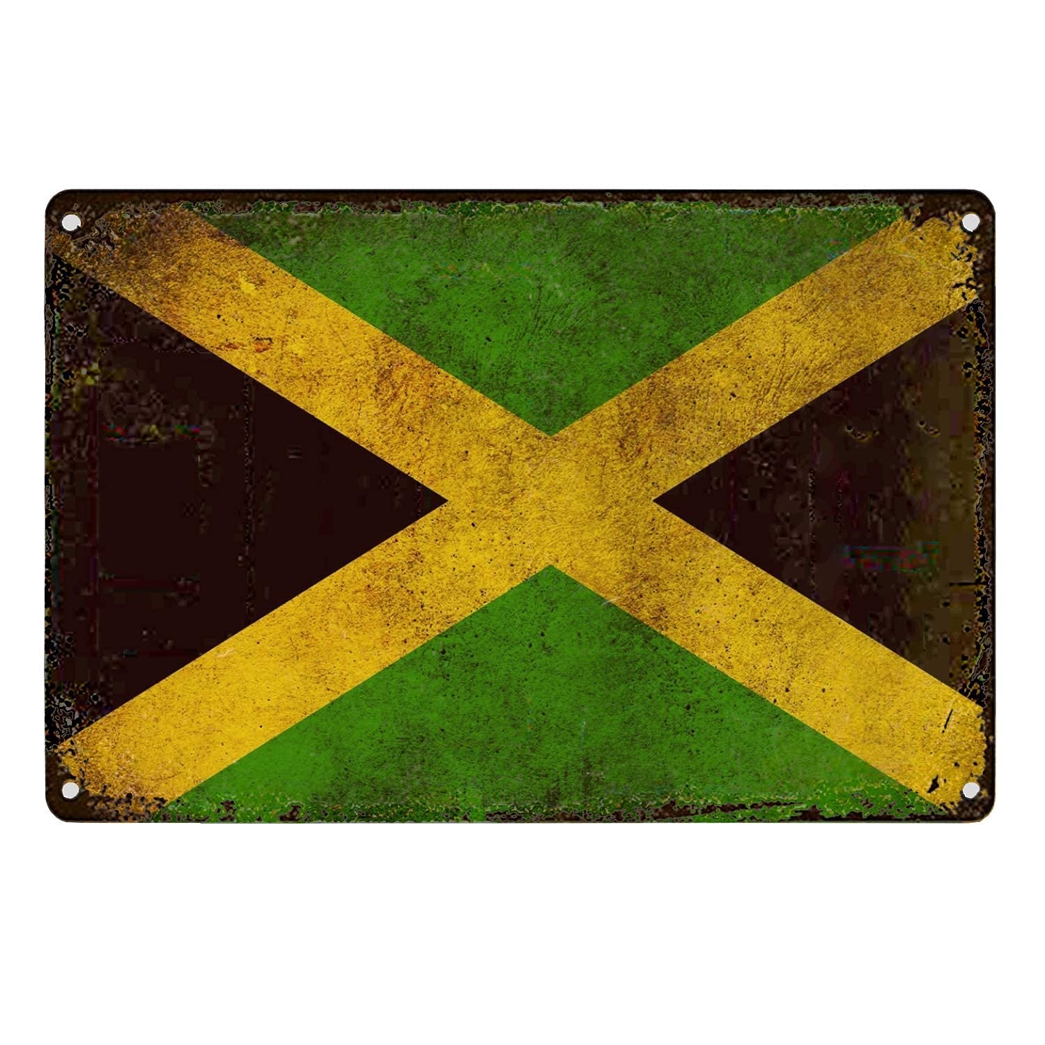 Biopracess Metalpostera29729 Vintage Looking Tin Sign Jamaican Flag Metal Plate Sign Home Store Decor Plaques Metal Tin Sign 8X12 Inches