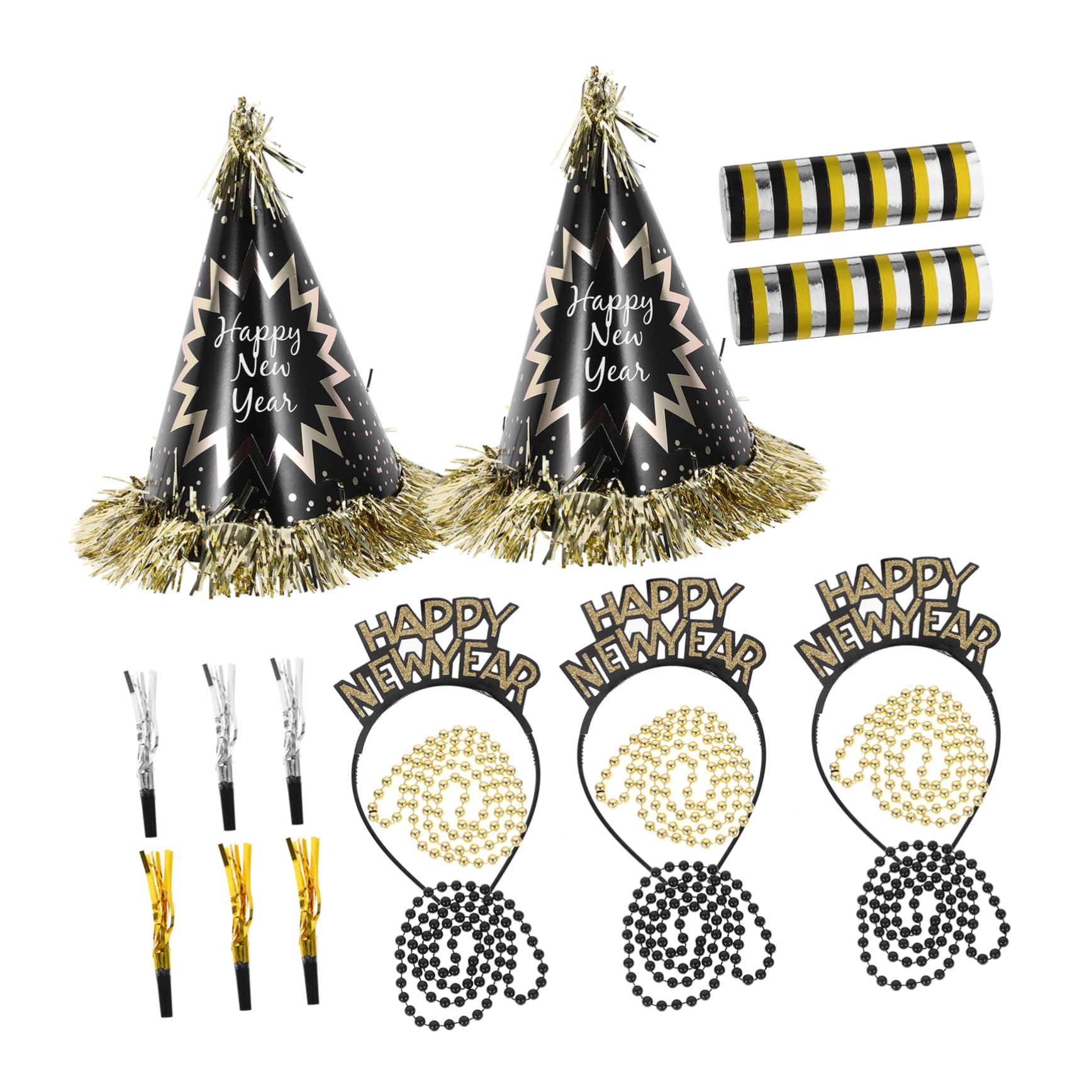 UPKOCH 1bolsa Sombrero de Fiesta de Año Diadema y Sopladores de Fiesta de Nochevieja Paquete de Decoración de Año con Collar de Cuentas Recuerdo