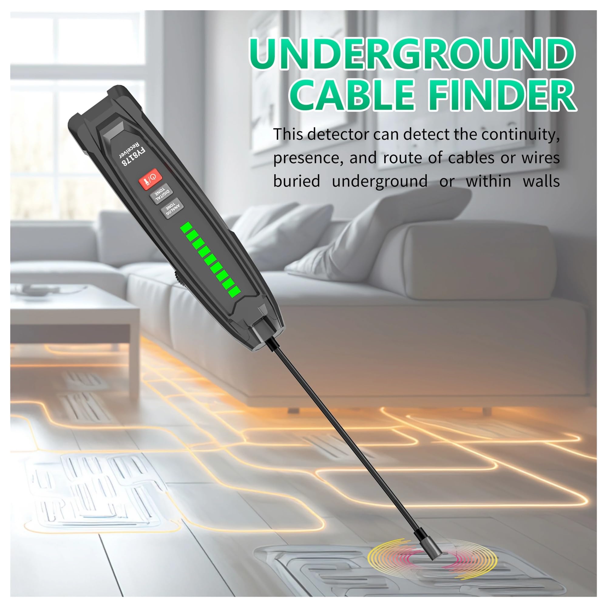 Rastreador de Cables, Detector de líneas subterráneas profesional, localizador pared, rastreador cables, metálicas, continuidad