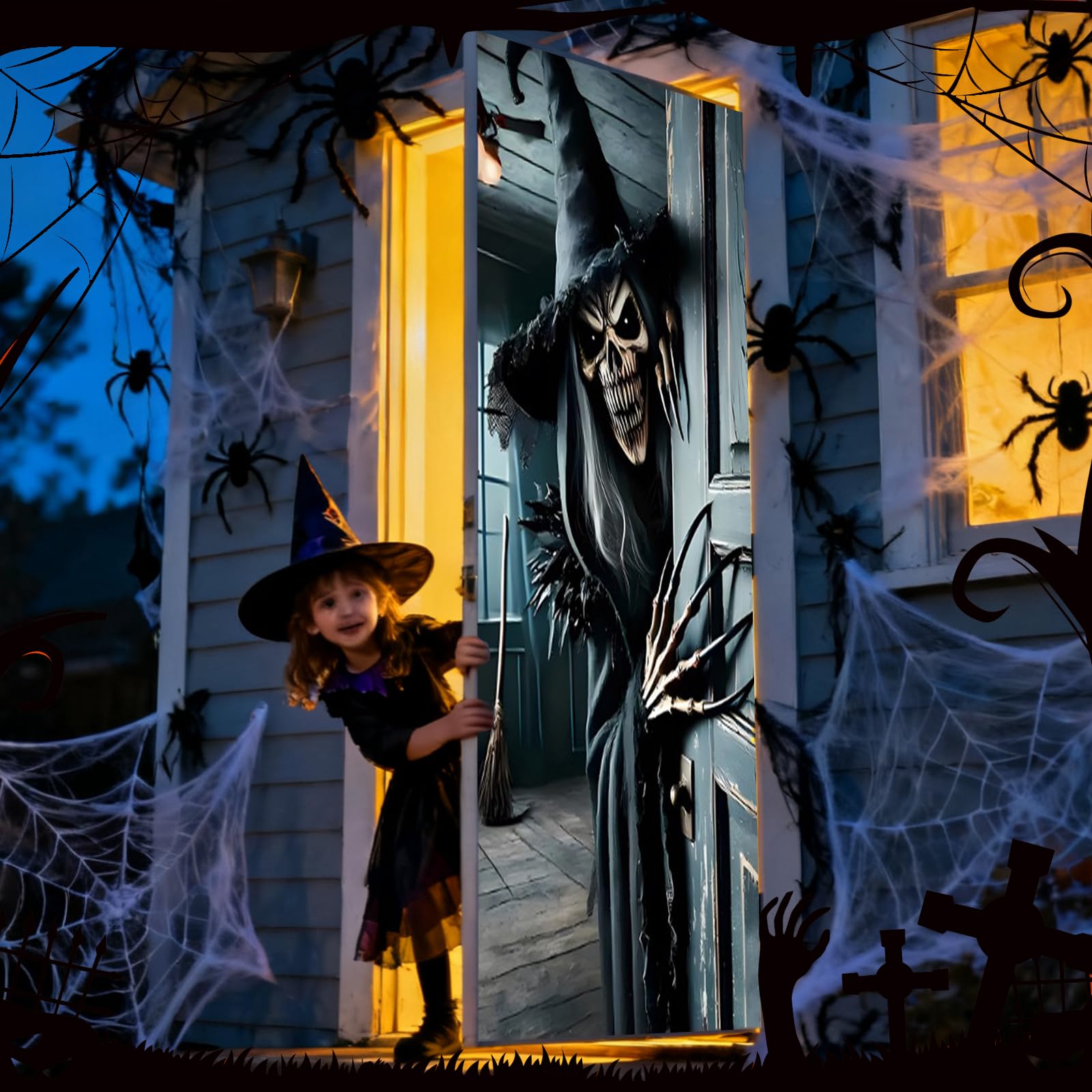 Halloween Türdeko – Grusel-Banner 180x100 Cm, Polyester, Mit Aufhängeösen