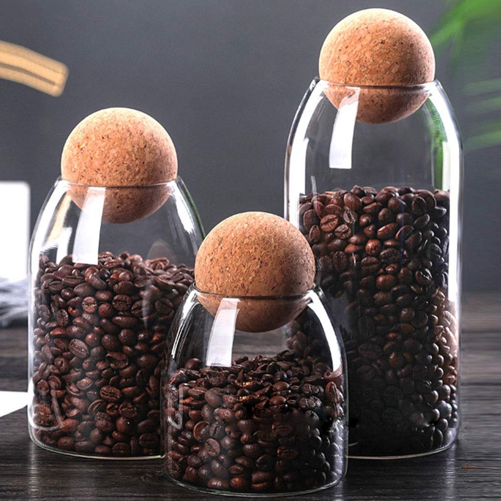 NYKK Einmachgläser Glas mit Airtight Holz Deckel Ball, Klar Keksdose, Gläser Nahrungsmittelspeicherbehälter for Umhüllung-Tee Kaffee Spice Zucker Salz Vorratsdosen Glas