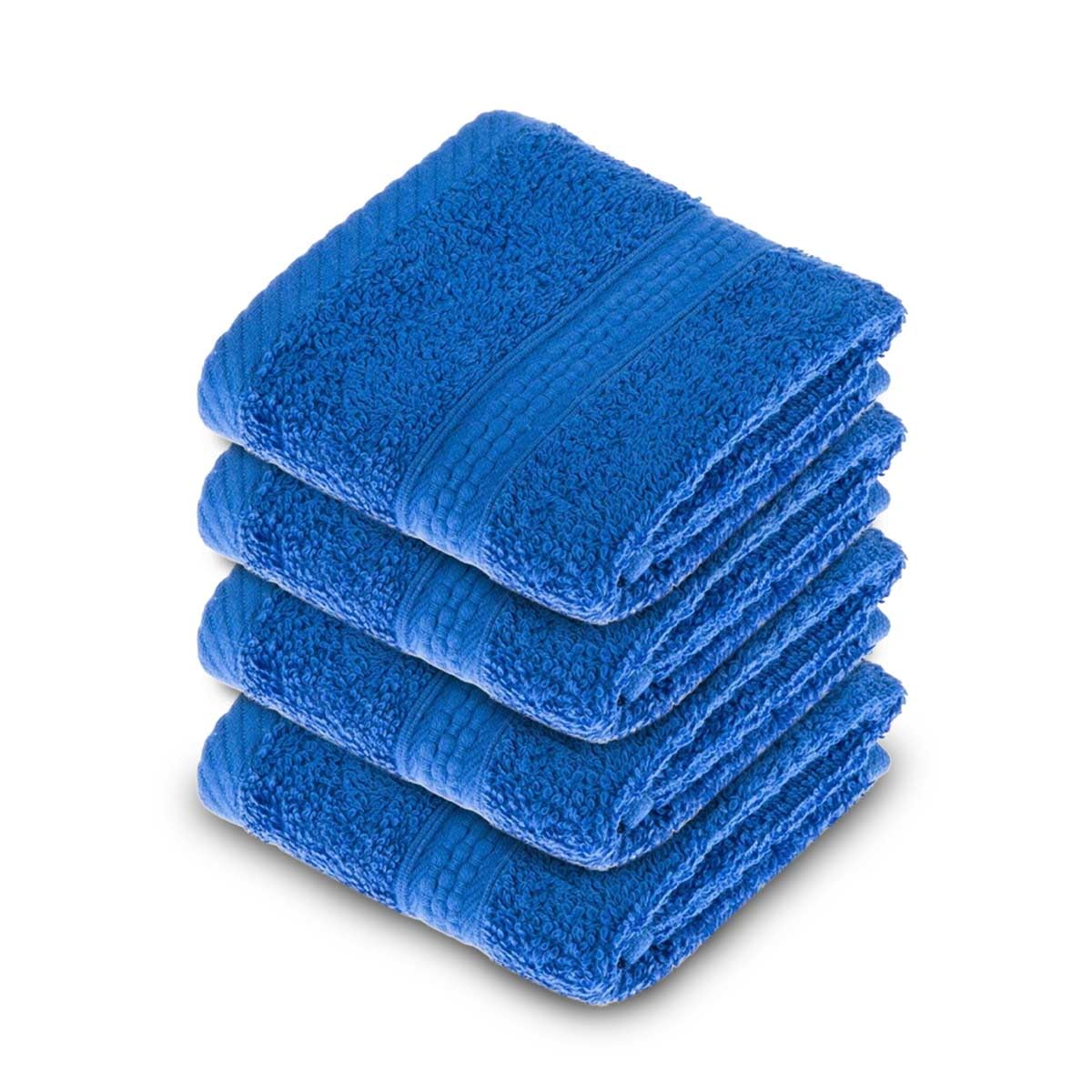 HOMESCAPES Light Blue Turkish Cotton Set of 4 Face Cloths Flannel Super Soft Thick & Absorbent 500 GSM Towel Heavy Weight for everyday Luxury — view 14