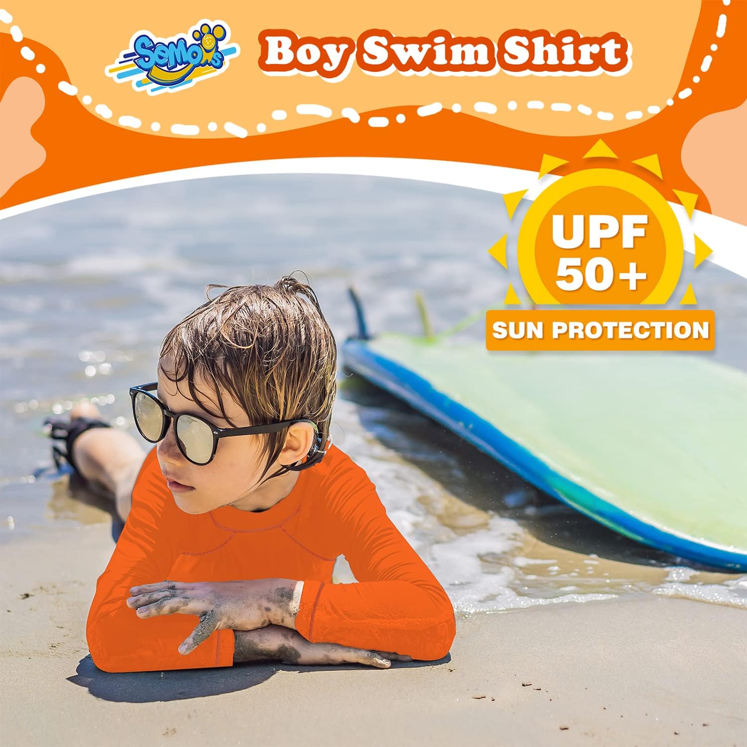2 Pack Boys Rash Guard Swim Shirt Long Sleeve UPF+ 50 Sun Swimwear for Toddler Kids Rashguard Water Swimming Shirts - Image 2