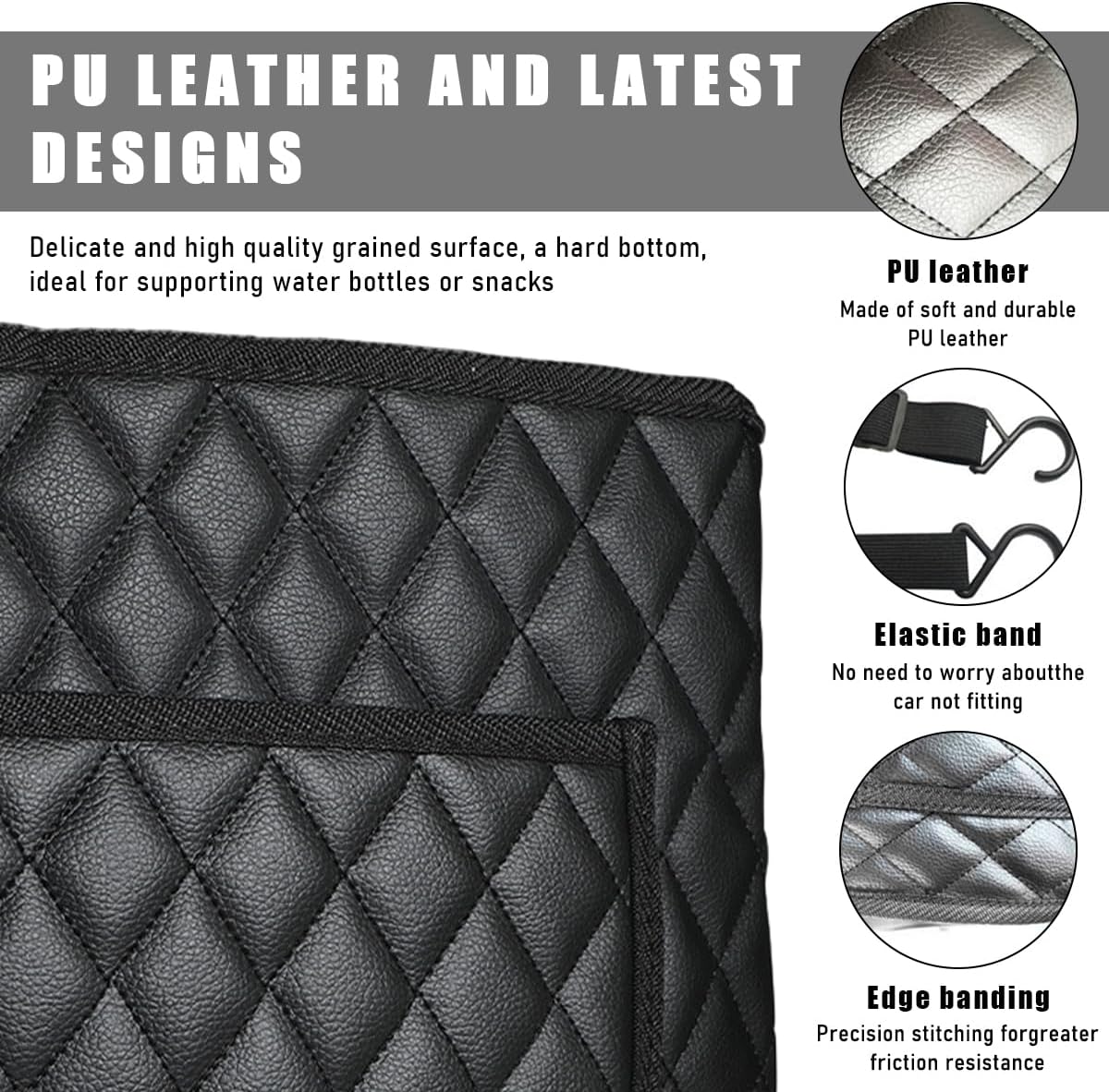 Car Purse Holder Between Seats, Leather Handbag Organizer Large Capacity Pocket for Console Front Seats, Universal Vehicle Interior Storage Bag Backseat Barrier for Kids Pet