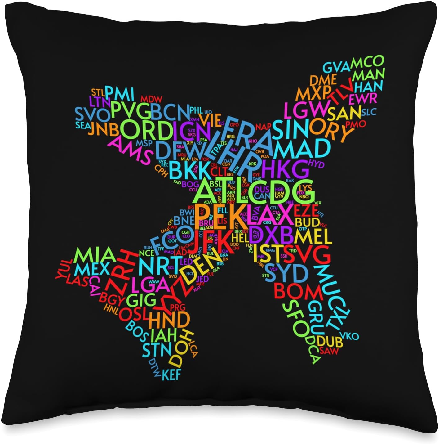 World Traveler Airport Codes of the World Throw Pillow