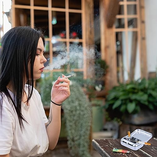 Miniatura 9 de Cenicero de bolsillo, mini cenicero portátil de metal con tapa, para eliminar cigarrillos, cenizas, cigarrillos, contenedor para el hogar, oficina,