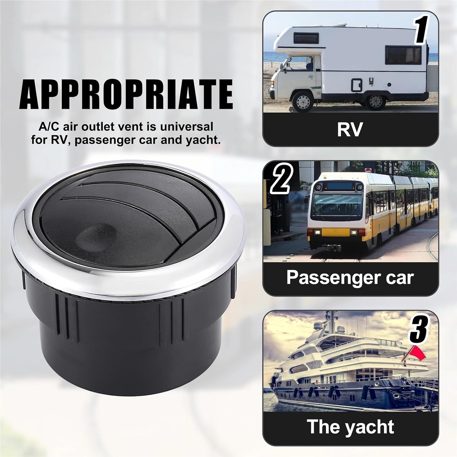 Lawsen Rv Vent Knob 4-Pack Round AC Air Vent Louver, Electroplate Knob for RV Bus Boat Caravan(A Type)