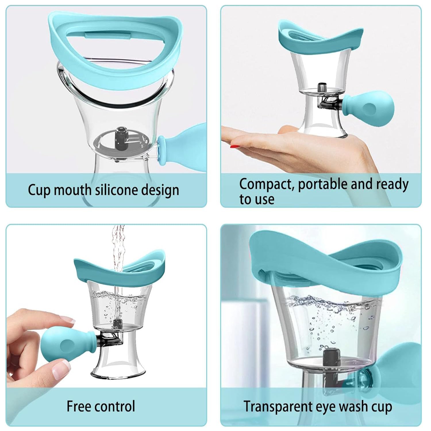 1 Pezzi Tazza Lavaggio Degli Occhi, Lavaggio Oculare Portatile, Tazza Manuale Di Pulizia Degli Occhi, Lavaggio Oculare Portatile, Lavaggio Oculare, per Strumento di Pulizia Cura Degli Occhi (Blu)