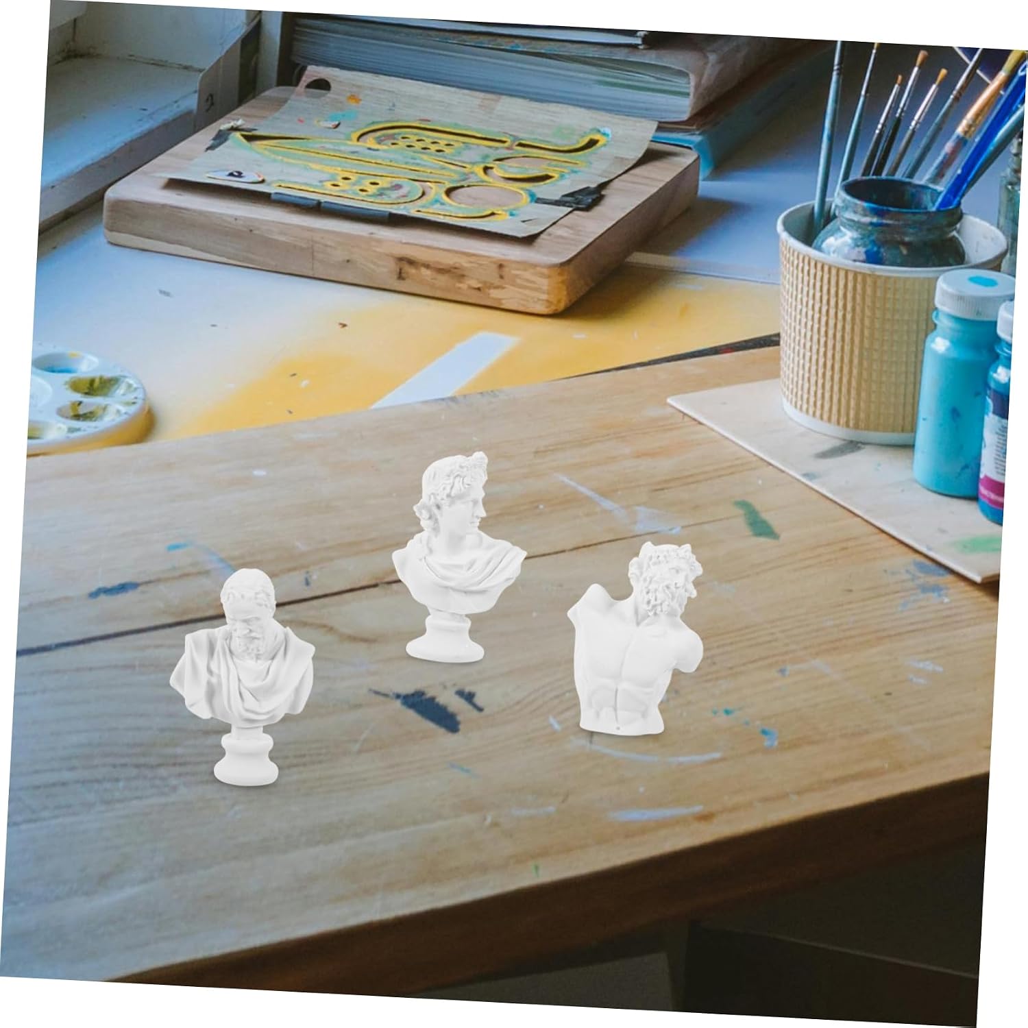 TEHAUX 10pcs Miniature Greek Bust Statues for Art and Home Decor Plaster Sculpture Tabletop Ornaments Artist Sketch Props and Creative Gifts