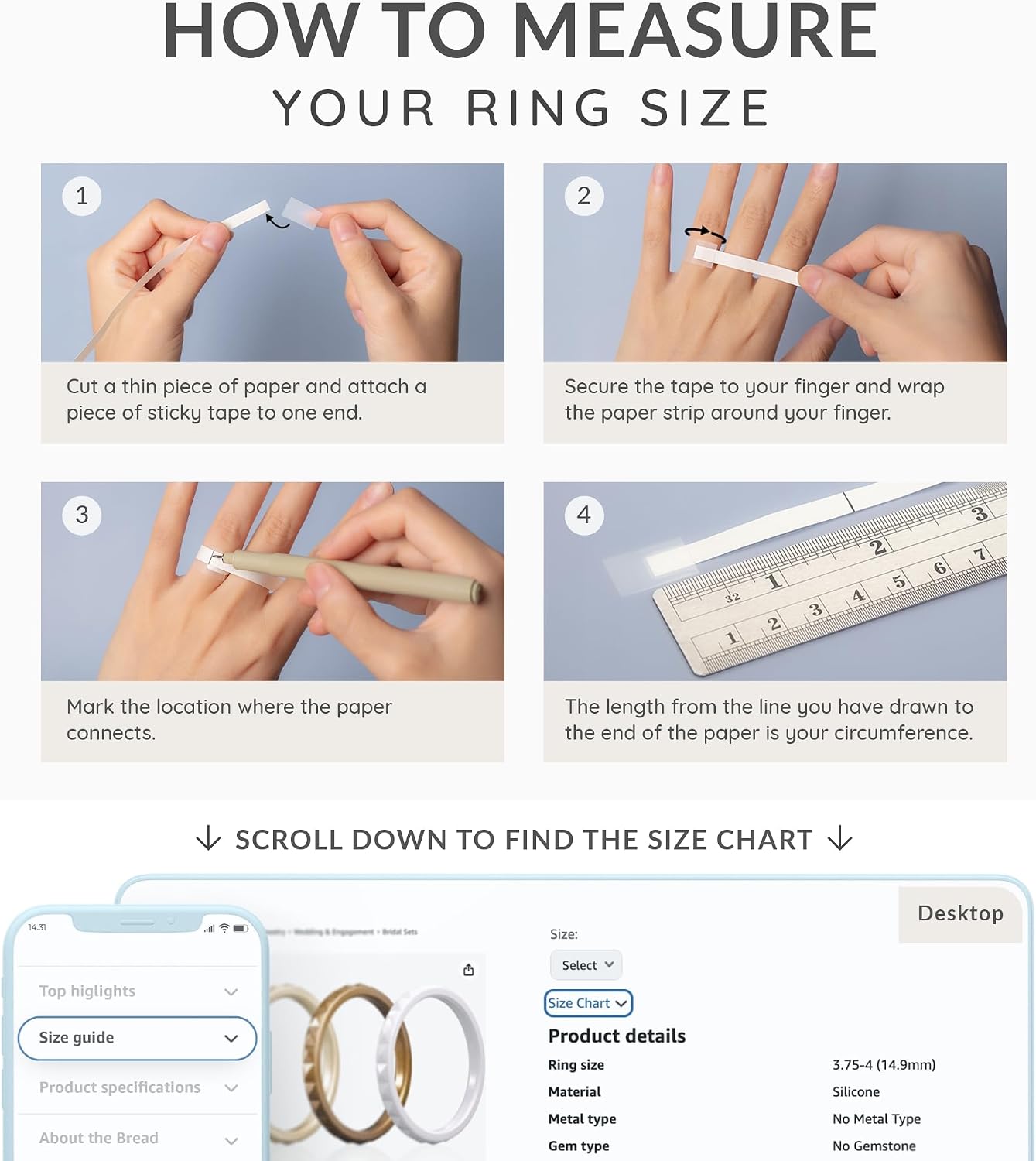 ThunderFit Silicone Wedding Bands for Women, Rubber Wedding Rings with Diamond Pattern 2.6mm Wide 2.1mm Thick - 1/4/8 Variety Multipack