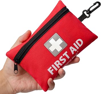 General Medi 150 Pieces Small First Aid Kit - Includes Emergency Foil Blanket, Scissors for Travel, Home, Office, Vehicle, Camping, Workplace & Outdoor Red