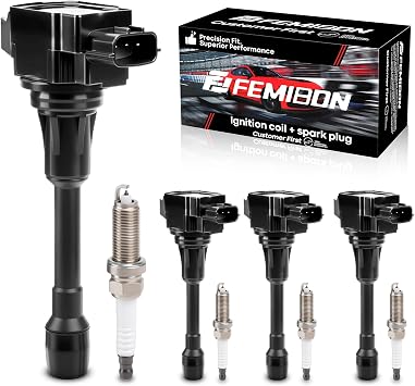 Ignition Coil Pack and Spark Plugs Fits for 2007 2008 2009 2010 2011 2012 2013 Nissan Altima Versa Sentra Rogue Cube NV200 2.5 1.8 1.6 2.0 L4 Spark Plugs Coil Packs Replaces# UF549 & 9029