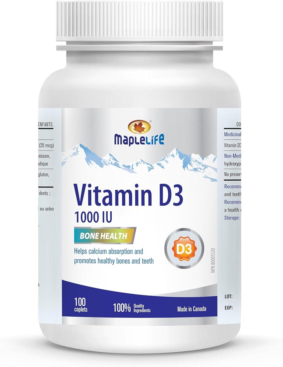 Maplelife Maplelife Nutrition® - Vitamin D3 1000 IU - Strong Bone and Teeth Support - 100 Tablets