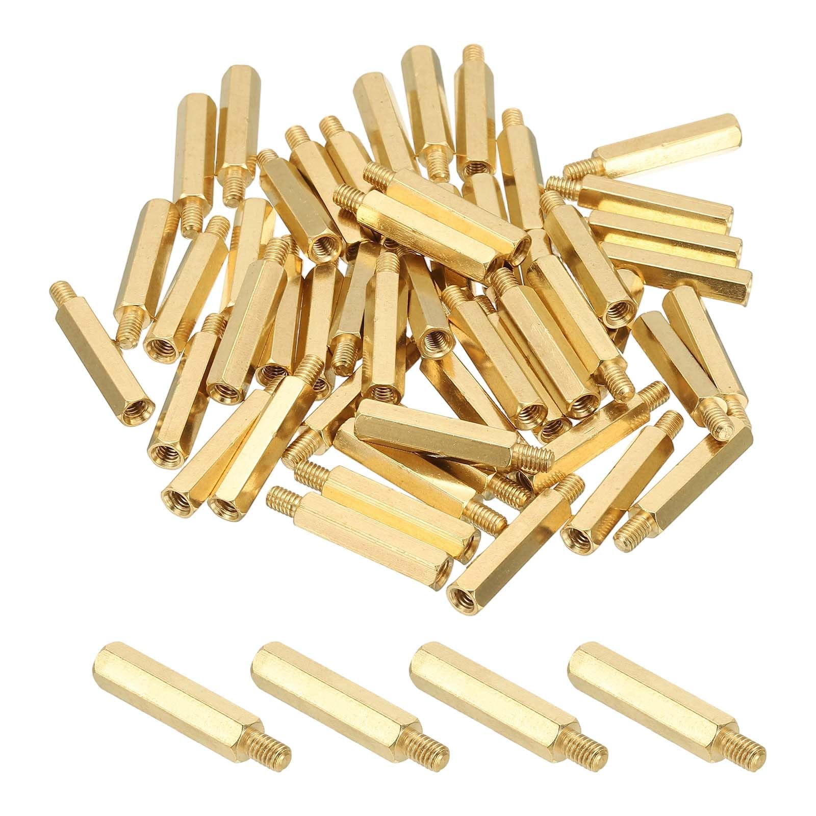 PATIKIL M4 Brass Hex Standoff, 50 Pcs PCB Motherboard Spacer Screws for Drone Quadcopter Computer Build Electronic Projects Circuit Board, Gold (M4 x 25mm+6mm)
