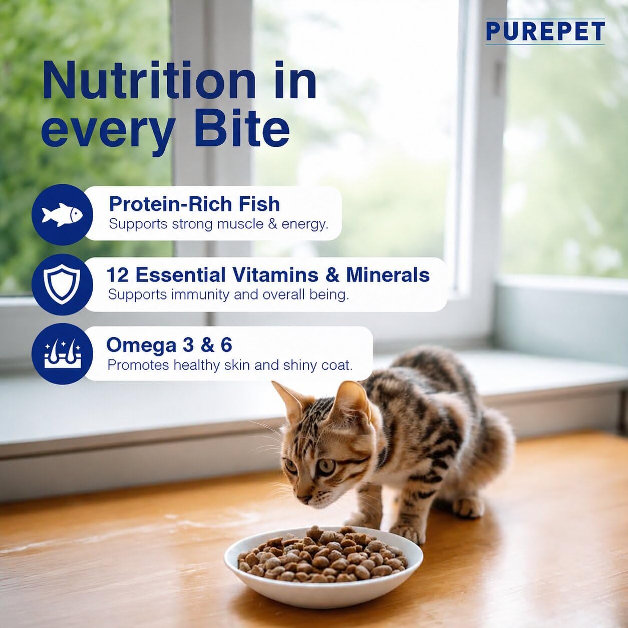 Purepet Adult Dry Cat Food 6kg | Ocean Fish Flavour | Taurine for Heart Health | Skin & Coat Care | Urinary pH Control | Hairball Protection 2