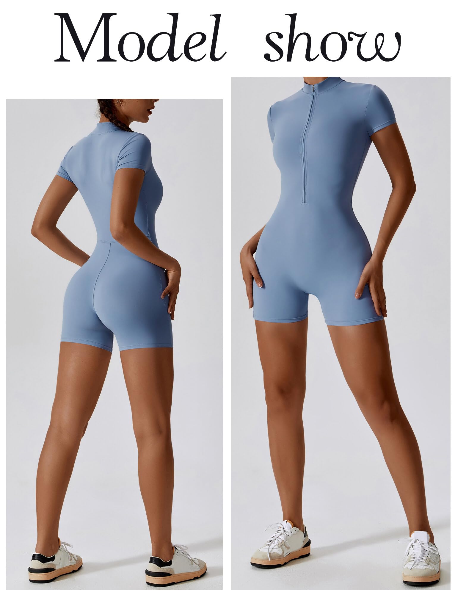 SEAUR Tuta sportiva da donna, corta, aderente, da yoga, a 1/2, con cerniera, morbida, elasticizzata, tutina sportiva per palestra, fitness, jogging