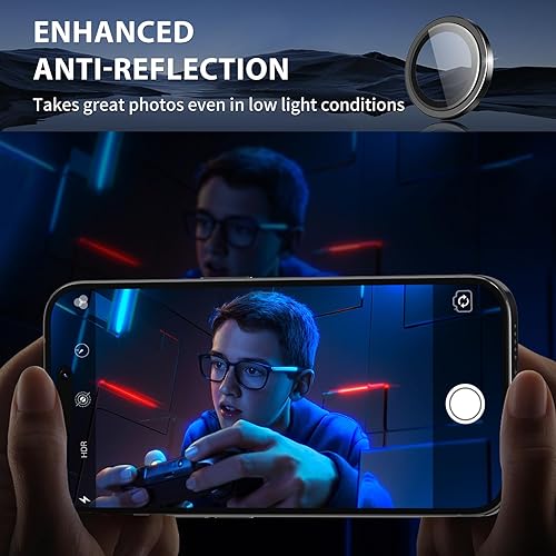 Miniatura 4 de Matekxy Protector de lente de cámara para iPhone 15 Pro Max - para 15Pro14 Pro14 ProMax 9H vidrio templado antiarañazos, cubierta individual de