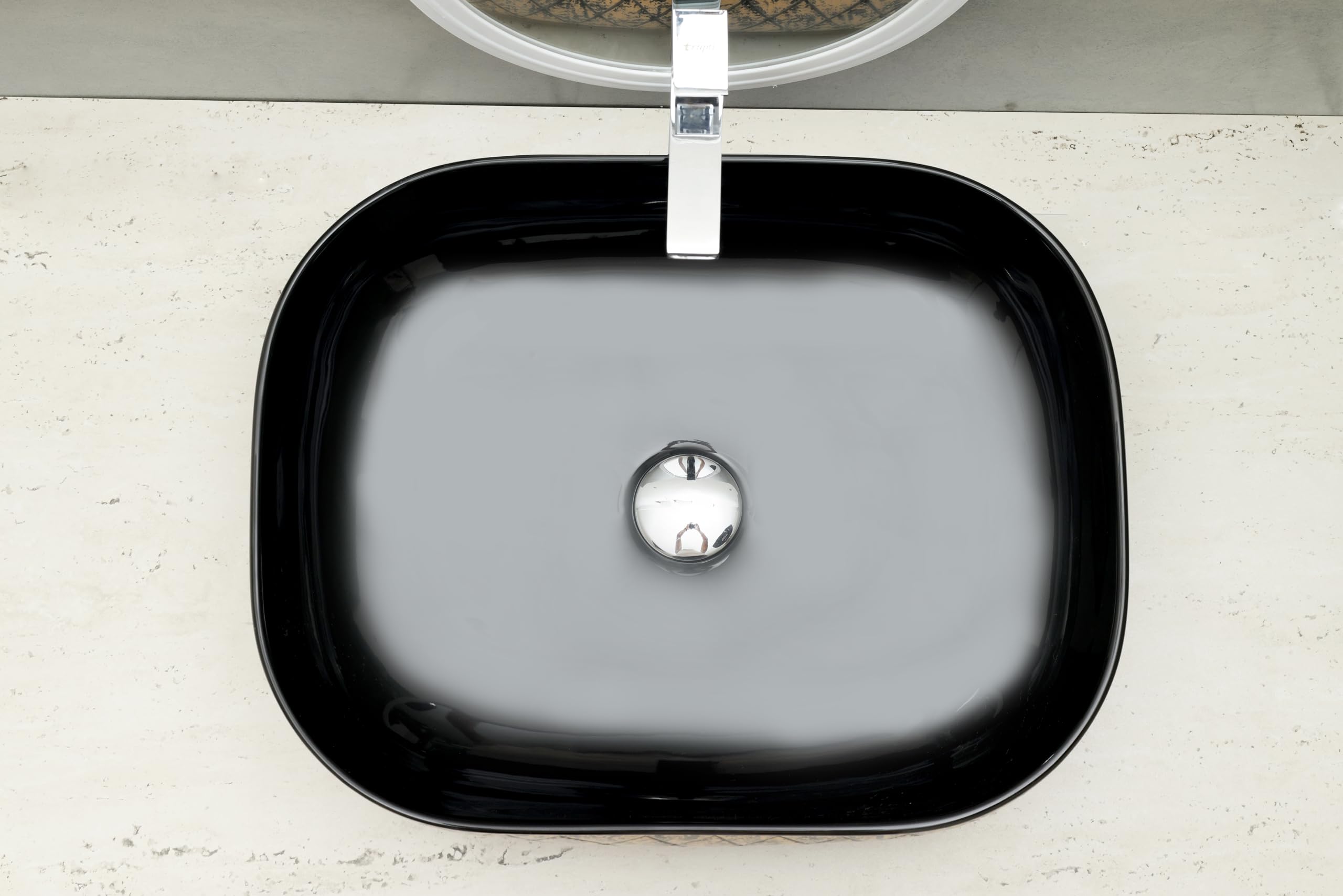 HISRE Bathroom Sink Wash Basin Table Top Wash Basin For Bathroom Over Counter Top Wash Basin For Living Room Washbasin Countertop Tabletop Ceramic Bathroom Kitchen Sink (18 x 13 x 5 Inch) (Style - 8), photo 4 of 4