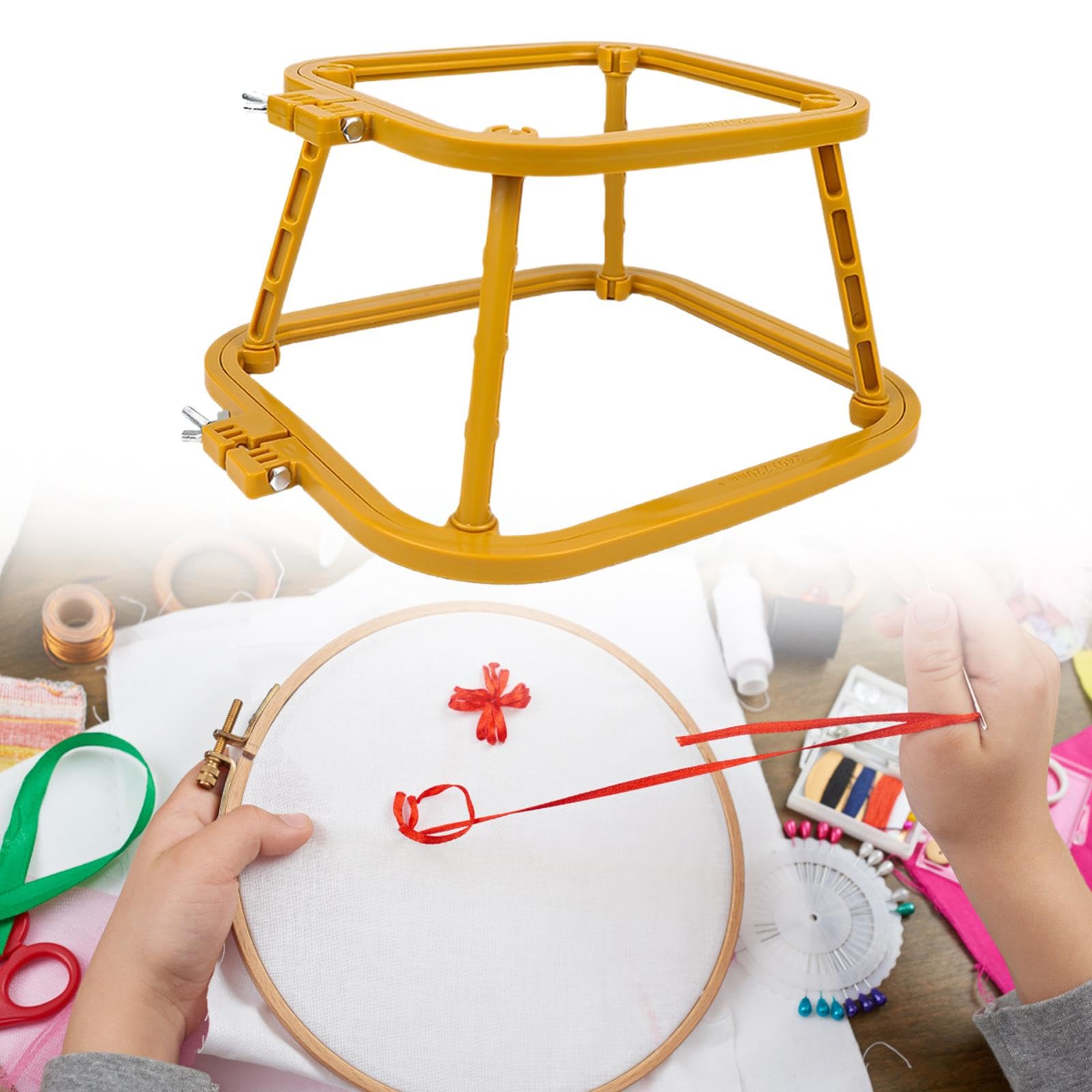 Bastidor de Bordado Multifuncional de Costura con Soporte de Mesa Ajustable Herramienta Ligera para Proyectos de Punto Manual Adecuado para Adultos