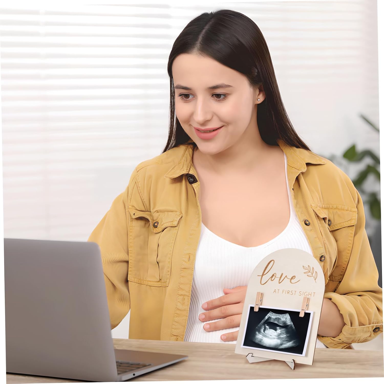 Hemoton Nursery Decor Sonogram Frame Wooden Baby Picture Frame Baby Shower Present Wall or Shelf Photo Display Easy to Maintain