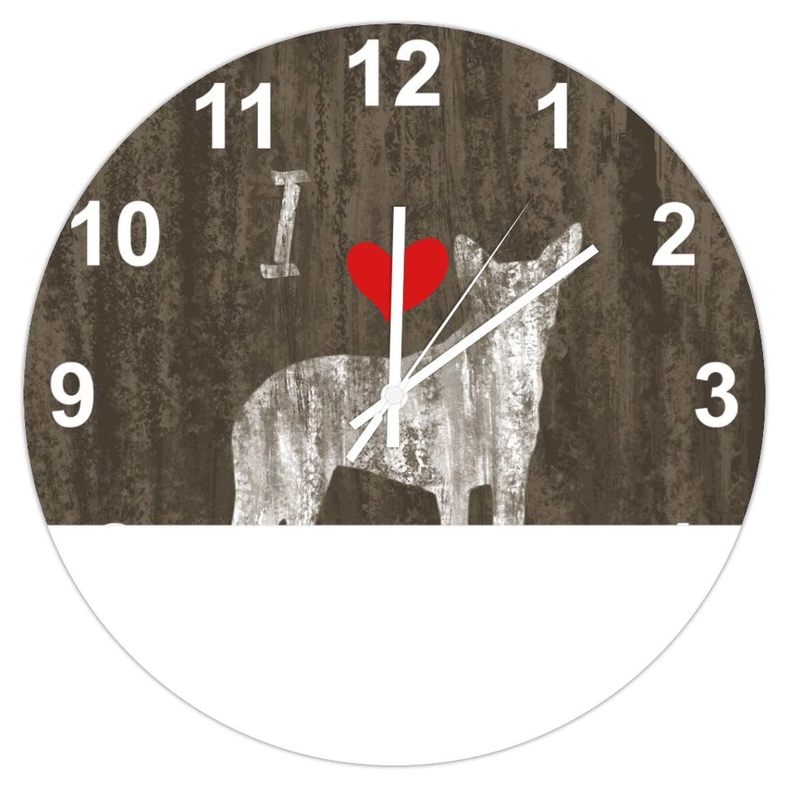 Horloge murale silencieuse en bois style ferme de 38 cm pour cuisine