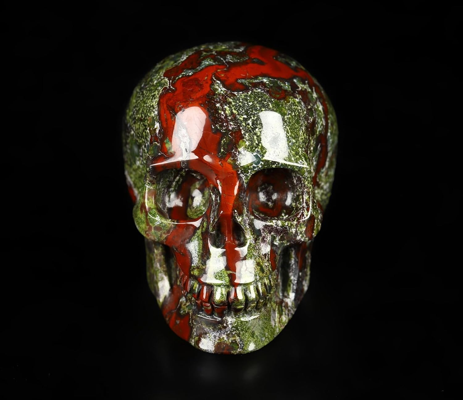 Skullis 2.0" Dragon Blood Jasper Crystal Skull, Hand Carved Gemstone Fine Art Sculpture, Reiki Healing Stone Statue.1482