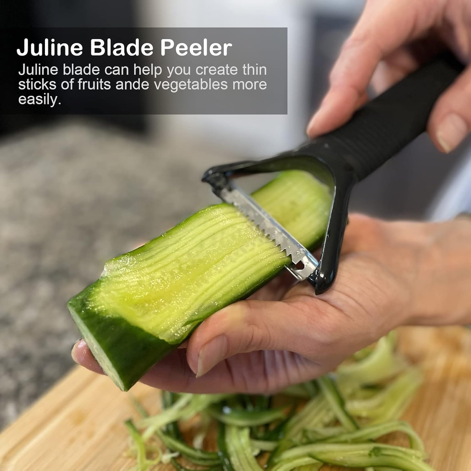 LEMCASE Potato Peeler with Serrated Fruit Vegetable Peeler & Julienne Peeler. Silicone Handle
