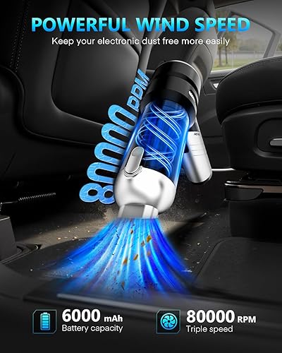 Miniatura 3 de NEVERLAND Aspiradora de mano inalámbrica para automóvil, 15000 PA de alta potencia 4 en 1, kit portátil de detalles pequeños, aspiradora de mano