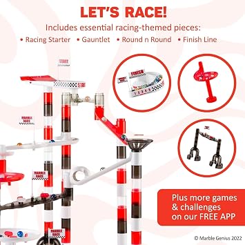 Marble Genius Marble Run Racing Set: 125-Piece Marble Run Racing Set Toys for Kids, Marbles Maze Tower Building Blocks, Marbles Race Track Rolling Game, Educational Learning STEM Toy Gift