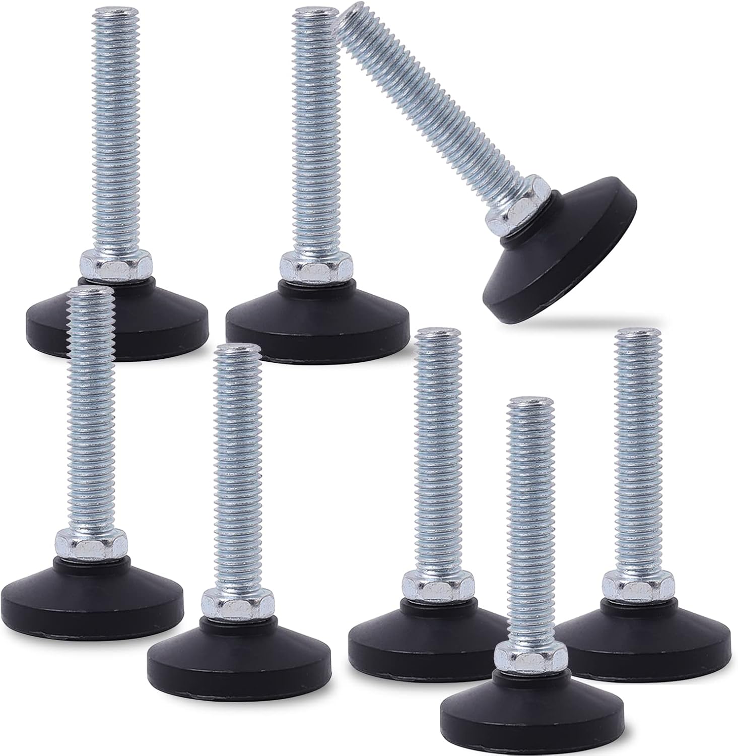Heavy Duty Leveling Screw Leg, M10 x 50mm Carbon Steel Shockproof Adjustable Leg Leveler, 1.5" Base Pad Furniture Leveling Feet for Cabinet Chair Desk Machine, 8 Pack