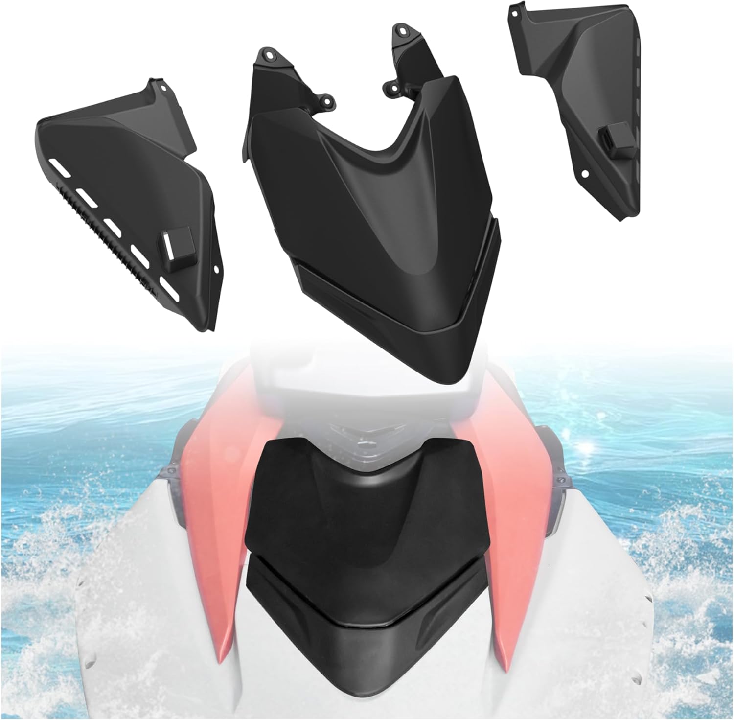 Front Storage Bin for Sea-Doo Spark Trixx 2024+ Accessories, Front Storage Cargo Box with Deflector Cover Lid Kit for Seadoo Spark, Replace #295101148, 42L