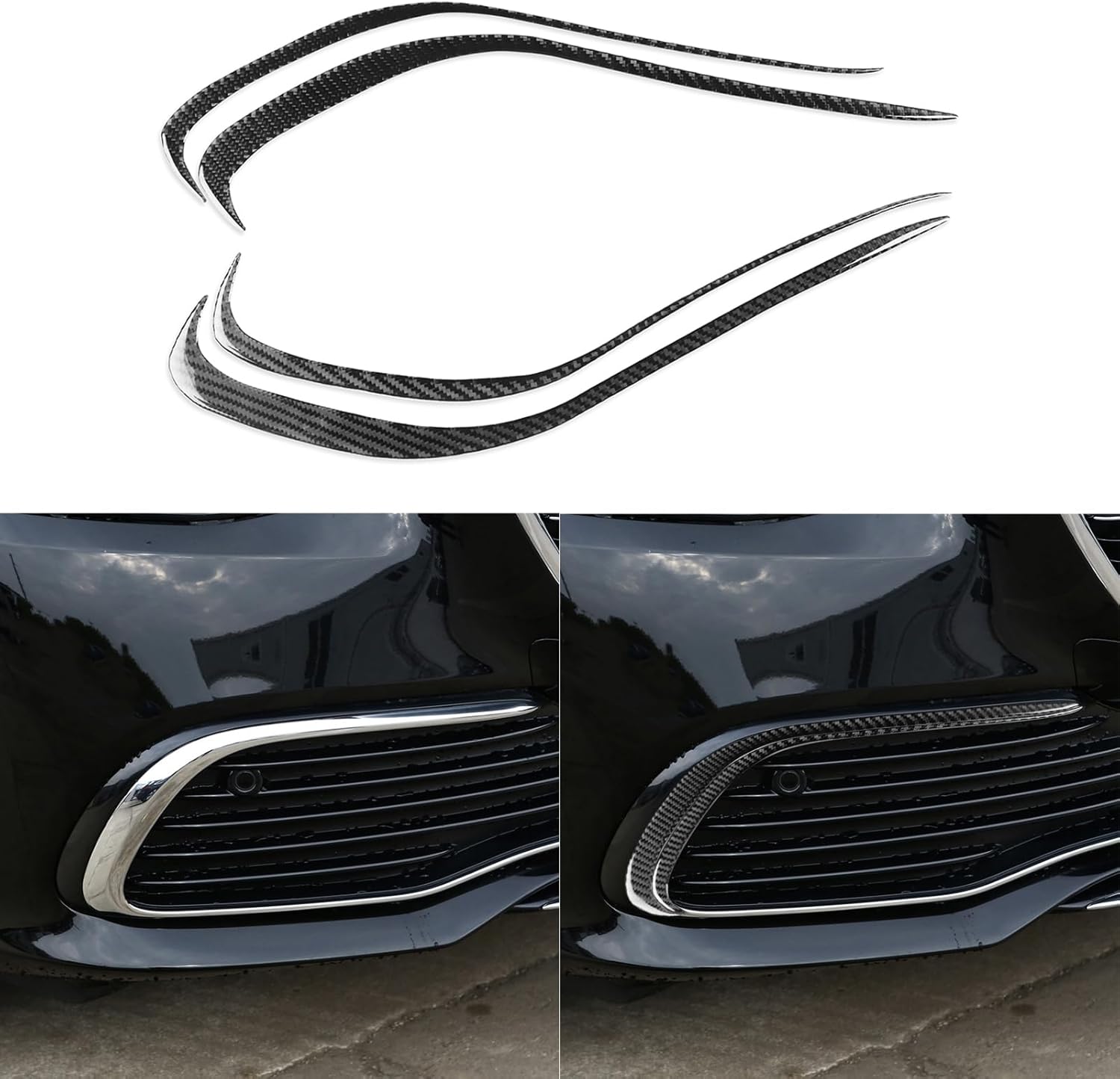 Real Carbon Fiber Compatible with Mercedes-Benz W223 S500 S560 S580 S580e S63 AMG 2021-2024 2022 2023 S-Class Accessories Rear Armrest Storage Box Switch Panel Cover Interior Trim Sticker 1PC